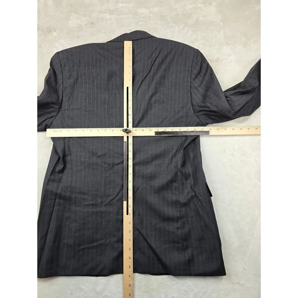 LRL‎ Ralph Lauren Pinstripe Suit Jacket Mens 41R 40 42 Grey 100% Wool Blazer